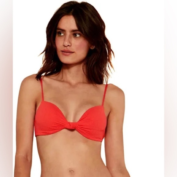Vix by Paula Hermanny Firenze Erin Knot Top in Coral - Picture 3 of 16